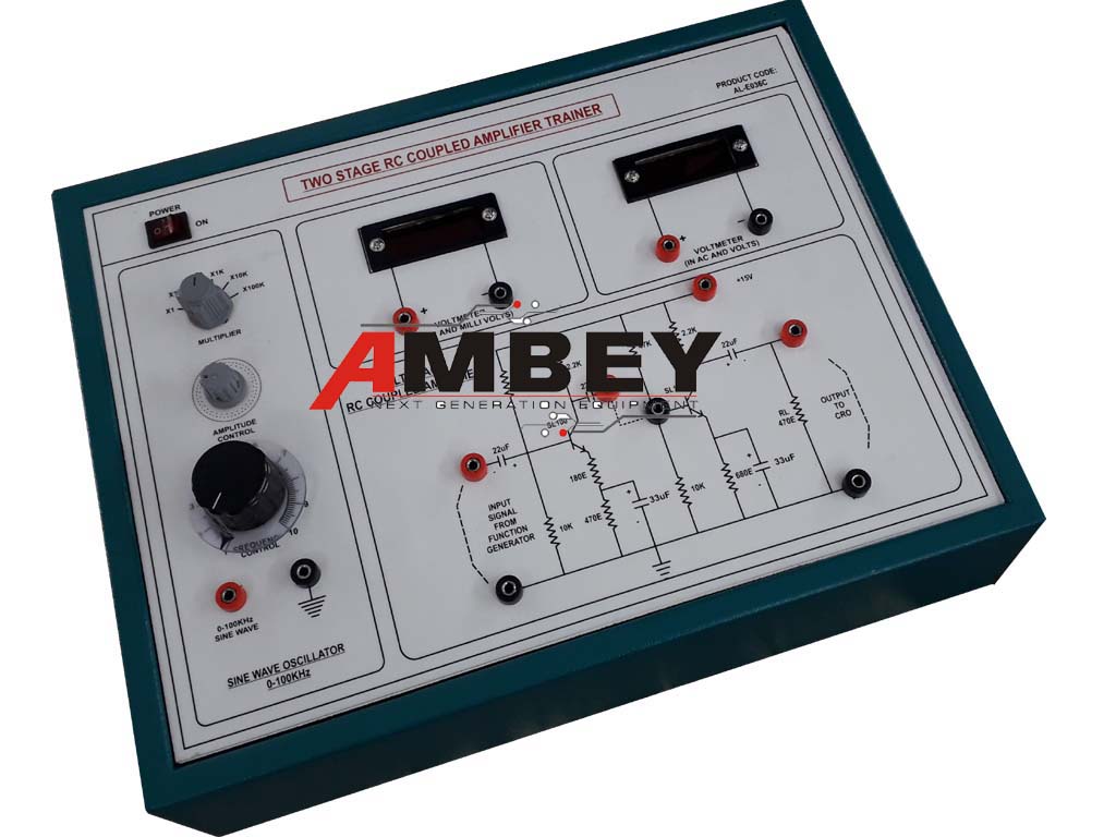AL-E036C RC COUPLED AMPLIFIER (MULTISTAGE) WITH SINE WAVE OSCILLATOR 0-100KHz AND AC MILLI VOLTMETER