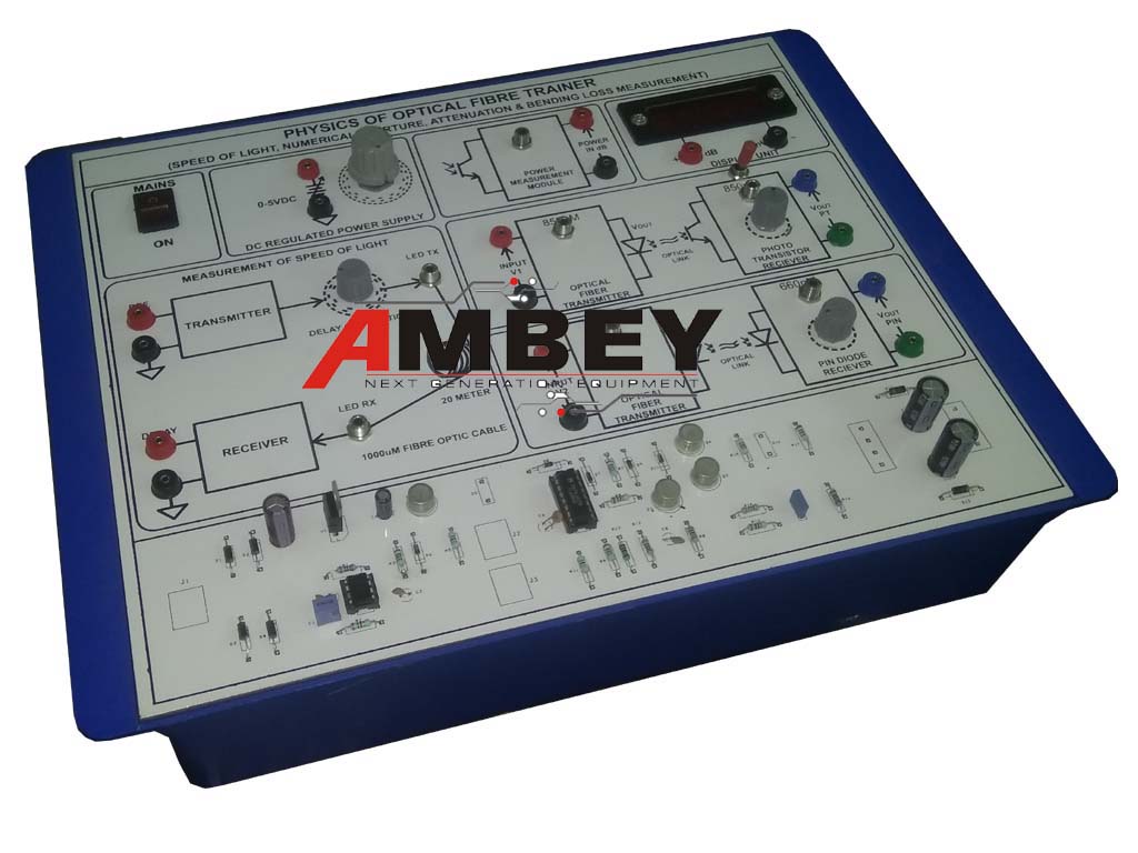 AL-E160D FIBER OPTIC TRAINER (NUMERICAL APERTURE, ATTENUATION LOSS, BENDING LOSS AND SPEED OF LIGHT)